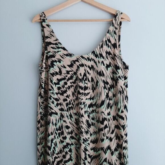 VERO MODA Mille Sleveless Calf Midi Dress Stretchy Pull-Over Abstract Sz M - Picture 4 of 15